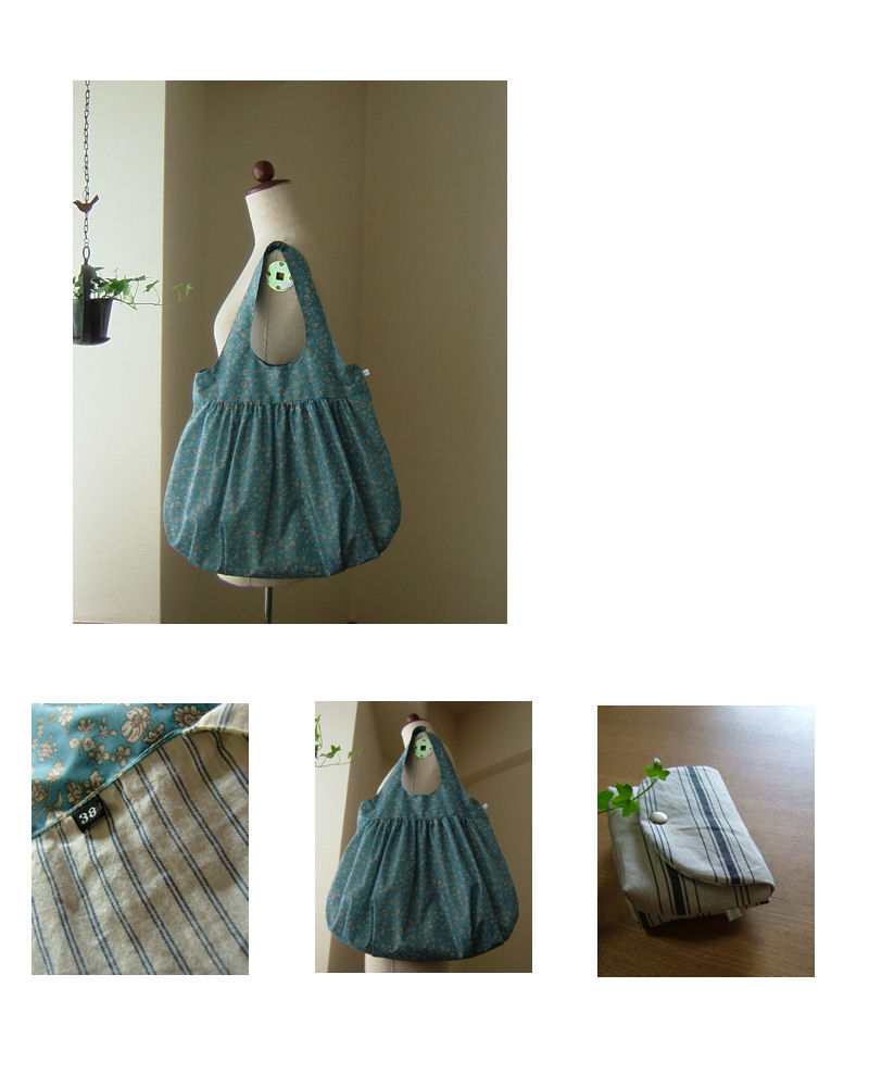 ブルーの花柄ナイロン生地の38号詳細